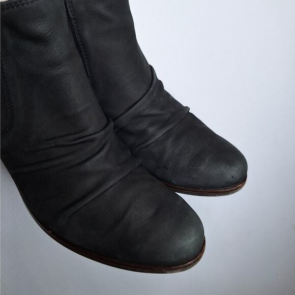 Paul Green Jano Ankle Boot Slouchy Bootie Leather UK 5 US 7.5 Black Block Heel - Picture 2 of 11
